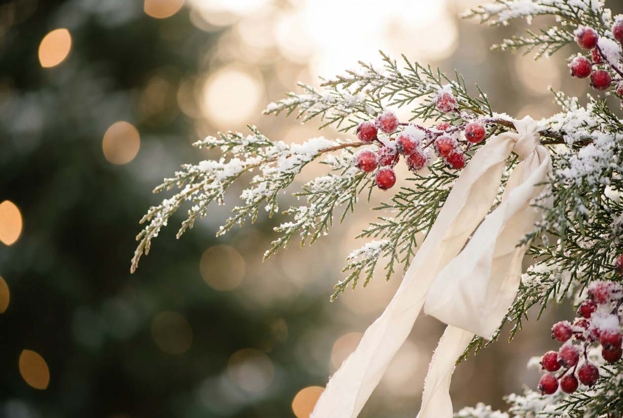 Winter Bramble wedding website theme with frosted botanicals